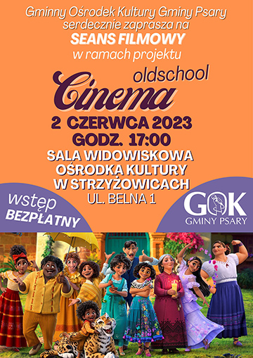 Seans filmowy dla dzieci w ramach projektu Oldschool Cinema 2 czerwca o godz. 17:00 w Centrum Usług Społecznych w Strzyżowicach.